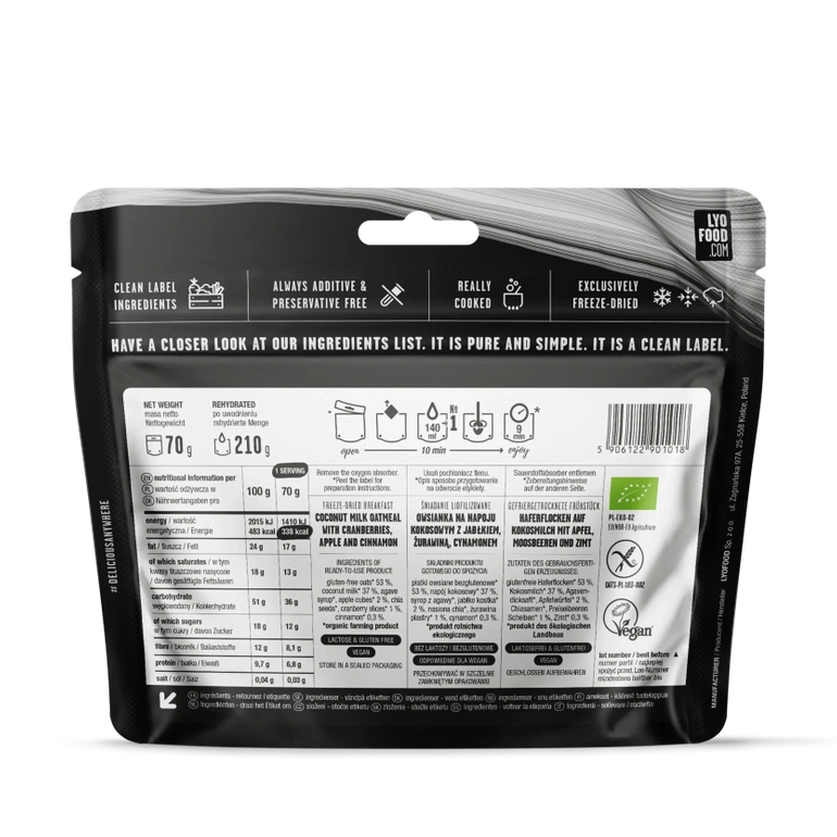 Śniadanie OWSIANKA JABŁKOWO-CYNAMONOWA 210g